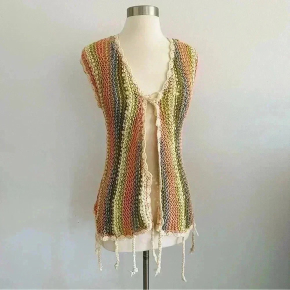 New Anthropologie Knit Multicolored Vest Sz S - Picture 1 of 7
